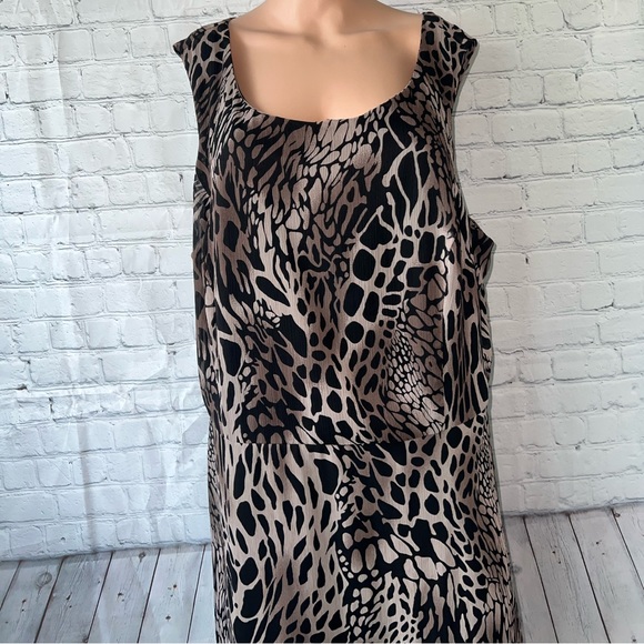 Dress Barn Gray, Brown & Black Cheetah Print dress size 22 - Picture 2 of 8